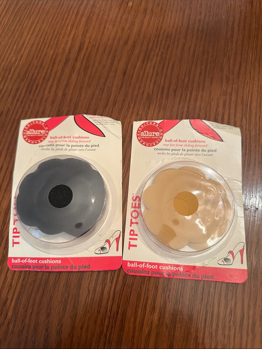 Two Open Packages of Foot Petal Tip Toes Ball of Foot Cushions